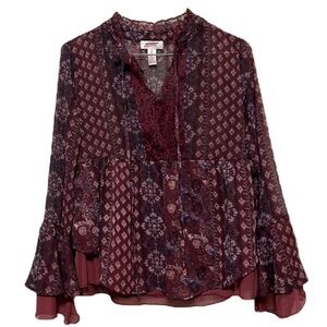 Women’s ARIZONA Jeans Co. Bell Sleeve Layer Top, Multi Colors, Size XS